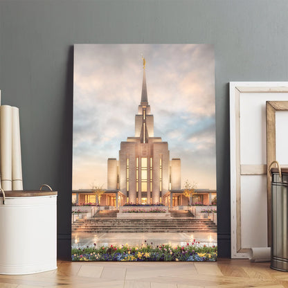 Oquirrh Mountain Temple Chrome Series Canvas Pictures - Jesus Canvas Art - Christian Wall Art