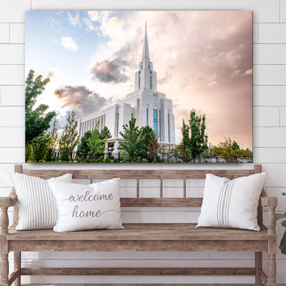 Oquirrh Mountain Temple Light Prevails Canvas Wall Art - Jesus Christ Picture - Canvas Christian Wall Art