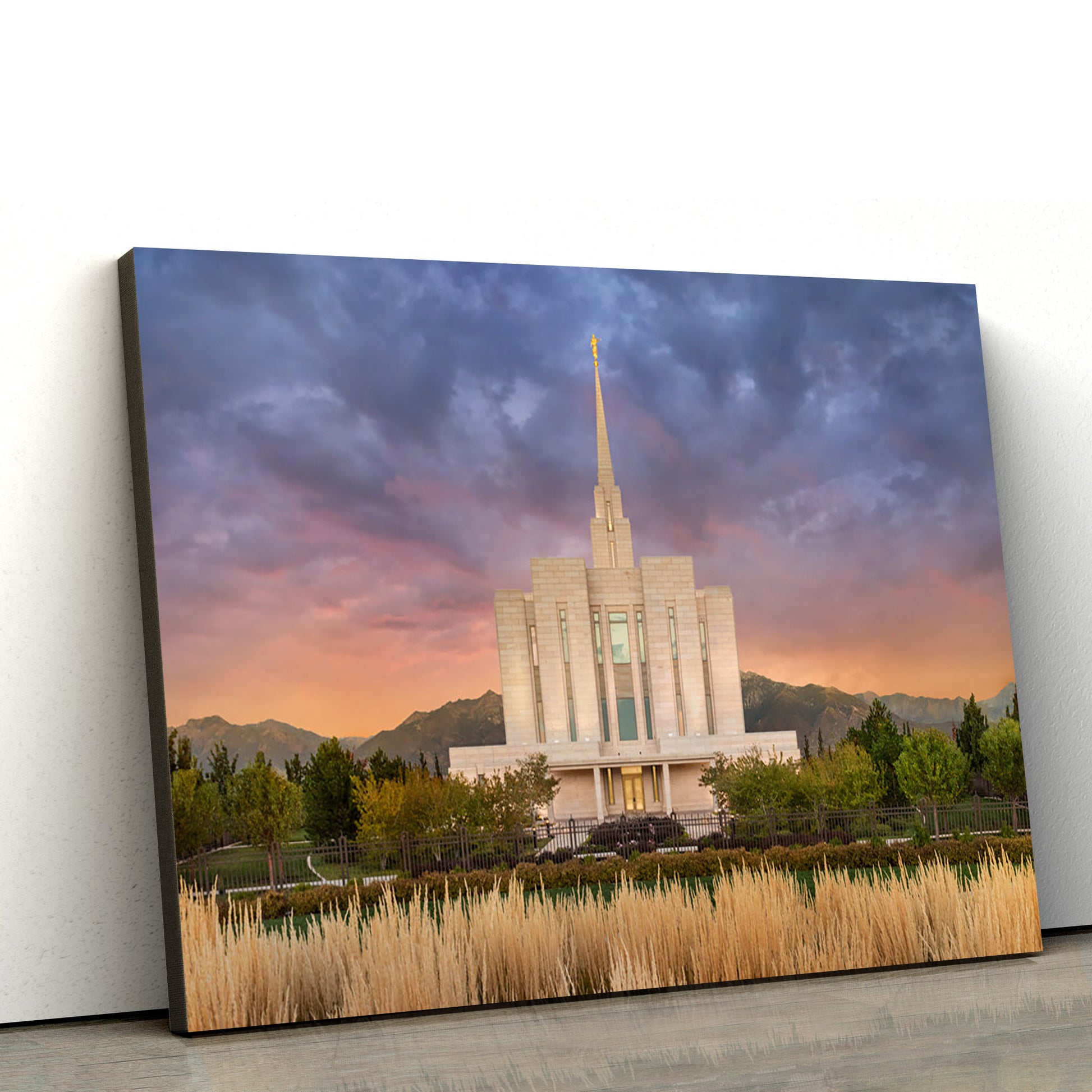 Oquirrh Mountain Temple Refuge From The Storm Canvas Wall Art - Jesus Christ Picture - Canvas Christian Wall Art