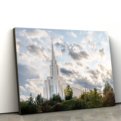 Oquirrh Mountain Temple Upon A Hill Canvas Wall Art - Jesus Christ Picture - Canvas Christian Wall Art