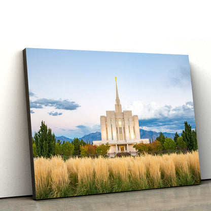 Oquirrh Mountain Utah Temple Fall Colors Canvas Wall Art - Jesus Christ Picture - Canvas Christian Wall Art