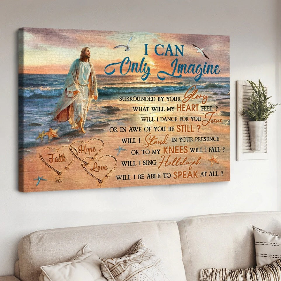 Orange Sunset Drawing Jesus Painting I Can Only Imagine Canvas Wall Art - Jesus Canvas Pictures - Christian Wall Posters