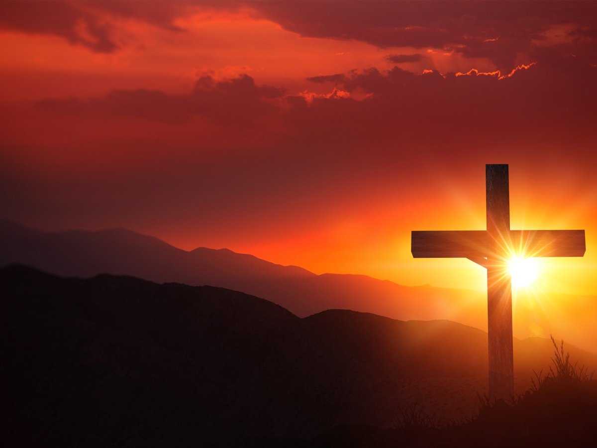 Orange Sunset On Cross Canvas - Christian Canvas Wall Art