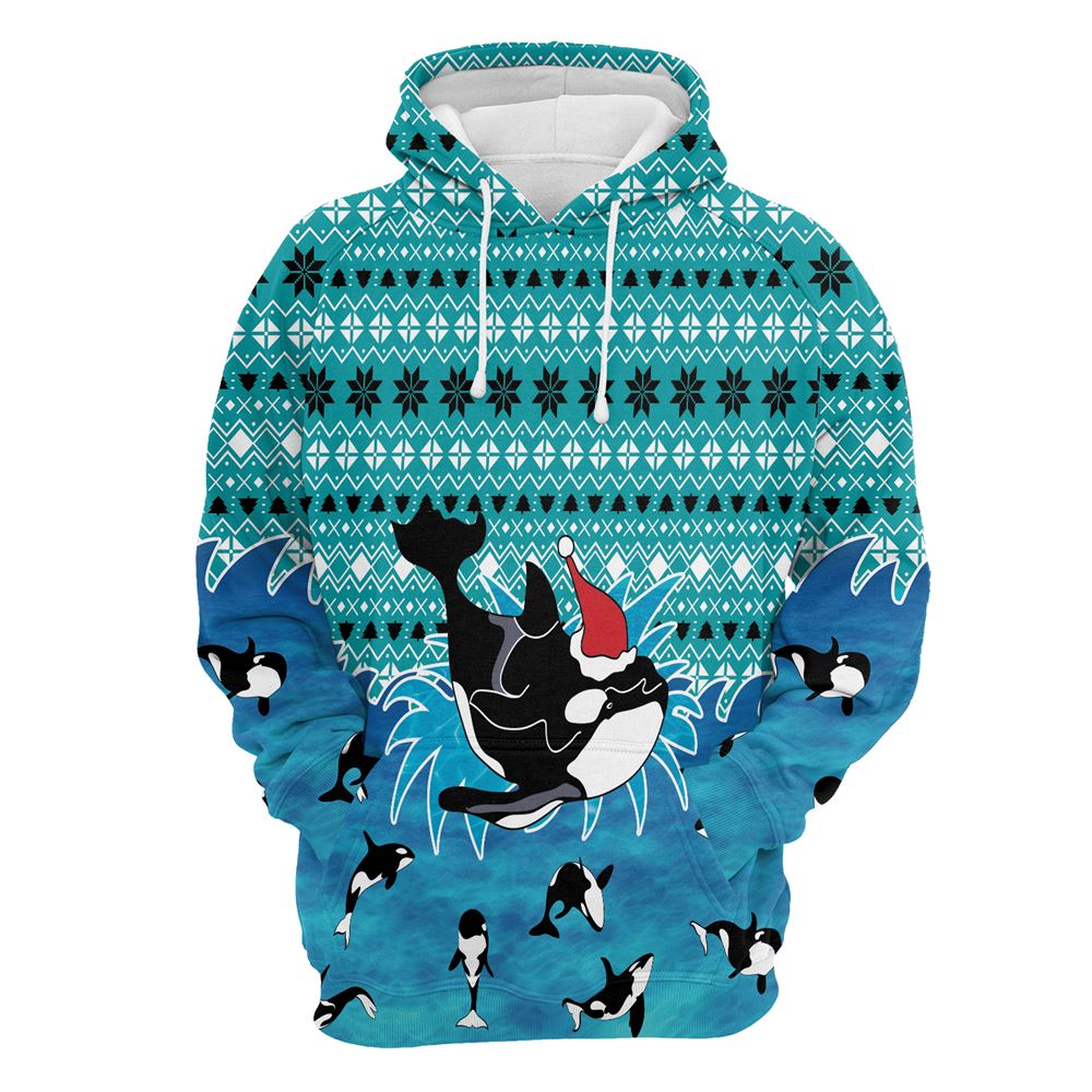 Orca Christmas All Over Print 3D Hoodie For Men And Women, Best Gift For Dog lovers, Best Outfit Christmas
