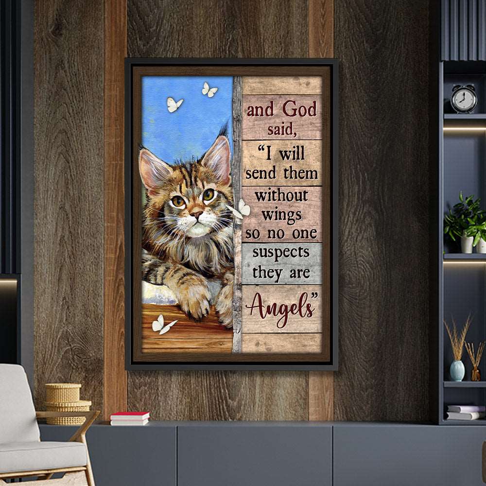 And God Said - Cat - Framed Canvas - Wall Art - Jesus Canvas - Christian Gift - Ciaocustom
