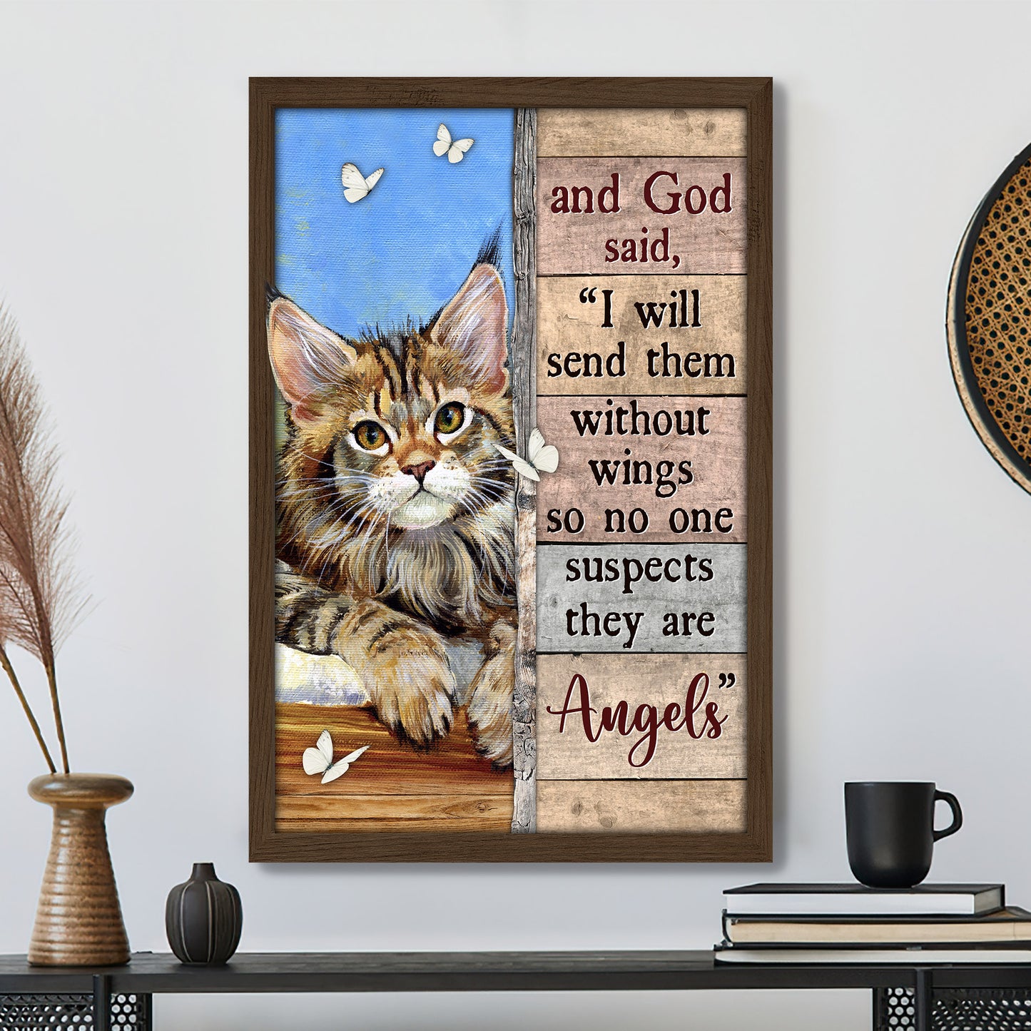 Cat And God Said - Christian Canvas Art - Jesus Poster - Cat Wall Art - Christian Gift - Ciaocustom