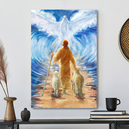 Jesus And Dove - Christian Canvas Art - Jesus Poster - Lamb Wall Art - Christian Gift - Ciaocustom