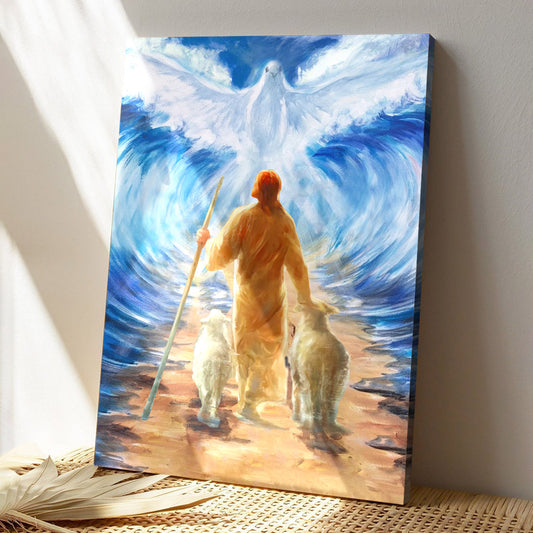 Jesus And Dove - Christian Canvas Art - Jesus Poster - Lamb Wall Art - Christian Gift - Ciaocustom