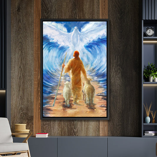 Jesus And Dove - Framed Canvas - Wall Art - Jesus Canvas - Christian Gift - Ciaocustom