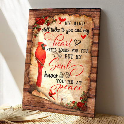 My Mind Still Talks To You And My Heart - Cardinal Bird - Bible Verse Canvas - Christian Canvas Wall Art - Ciaocustom