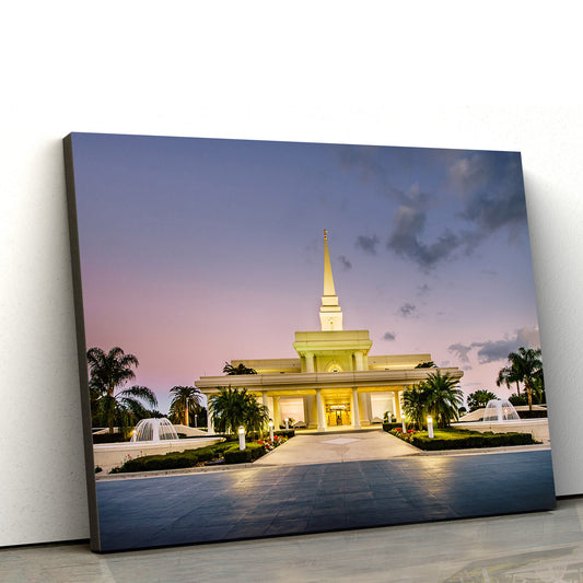 Orlando Temple At Dusk Canvas Wall Art - Jesus Christ Picture - Canvas Christian Wall Art