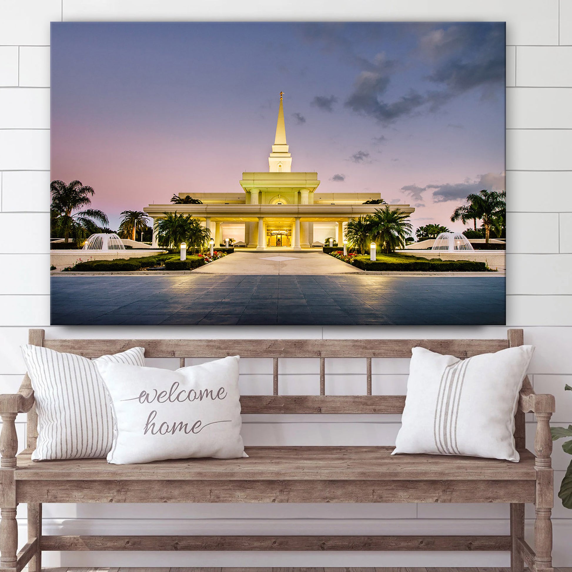 Orlando Temple At Dusk Canvas Wall Art - Jesus Christ Picture - Canvas Christian Wall Art