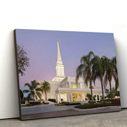 Orlando Temple Evening Side View Canvas Wall Art - Jesus Christ Picture - Canvas Christian Wall Art