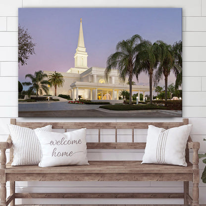 Orlando Temple Evening Side View Canvas Wall Art - Jesus Christ Picture - Canvas Christian Wall Art