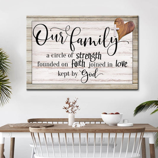 Our Family A Circle Of Strength Christian Family Wall Art Canvas - Religious Wall Decor