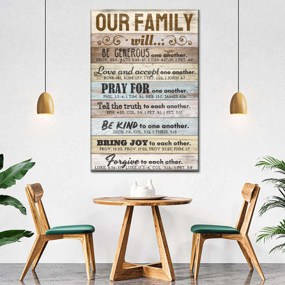 Our Family Bible Verses Wall Art Canvas - Canvas Religious Wall Art - Christian Wall Decor Living Room