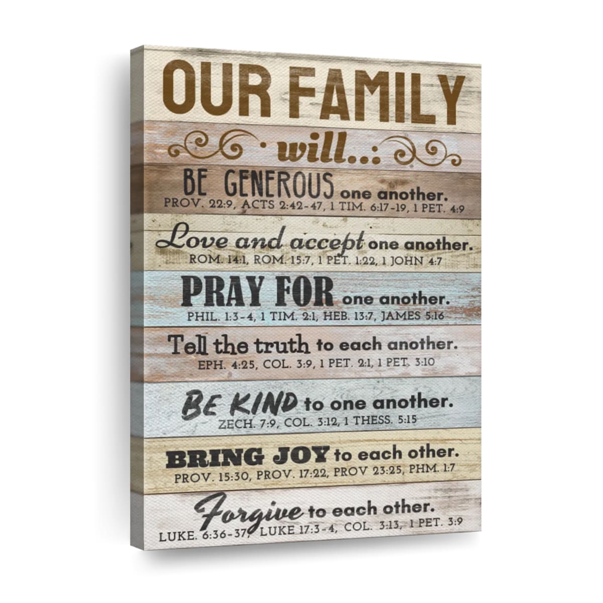 Our Family Bible Verses Wall Art Canvas - Canvas Religious Wall Art - Christian Wall Decor Living Room