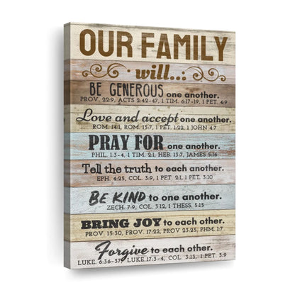 Our Family Bible Verses Wall Art Canvas - Canvas Religious Wall Art - Christian Wall Decor Living Room