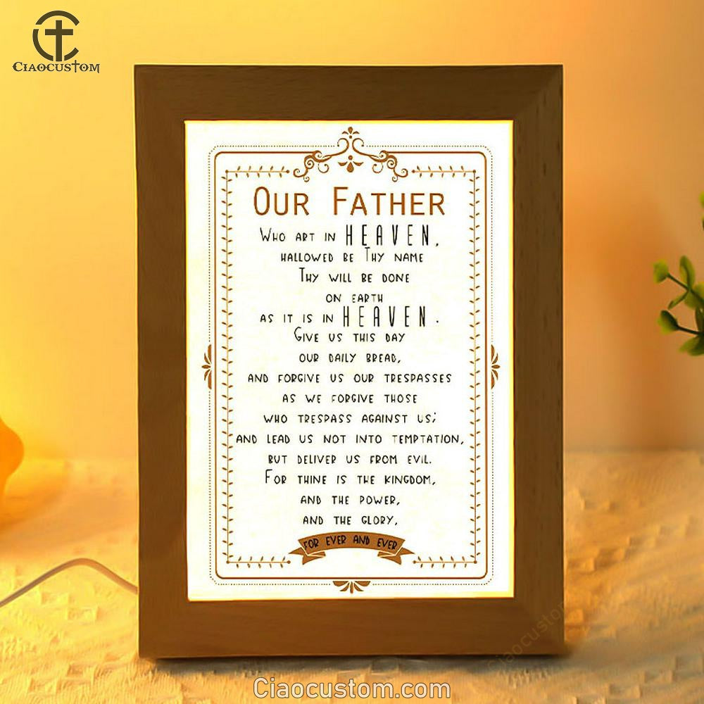 Our Father Who Art In Heaven Frame Lamp Wall Art - Religious Wall Frame Lamp - Christian Wall Decor