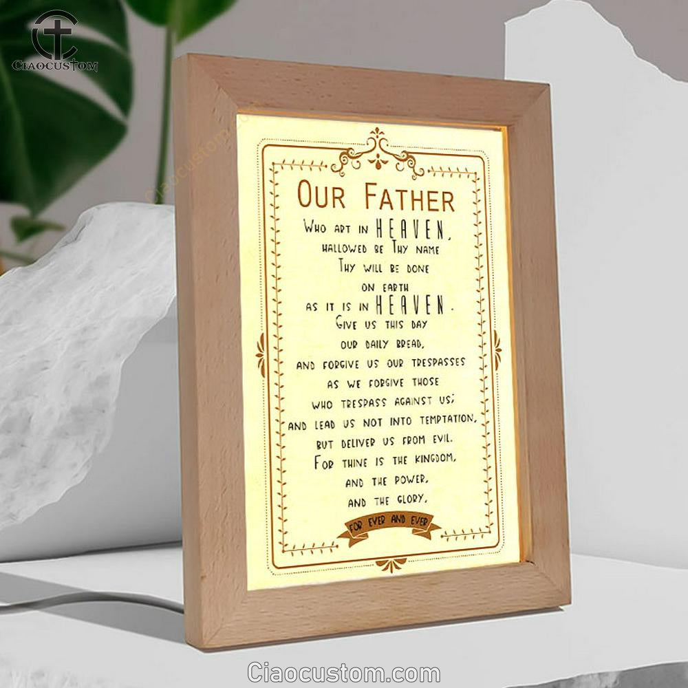Our Father Who Art In Heaven Frame Lamp Wall Art - Religious Wall Frame Lamp - Christian Wall Decor