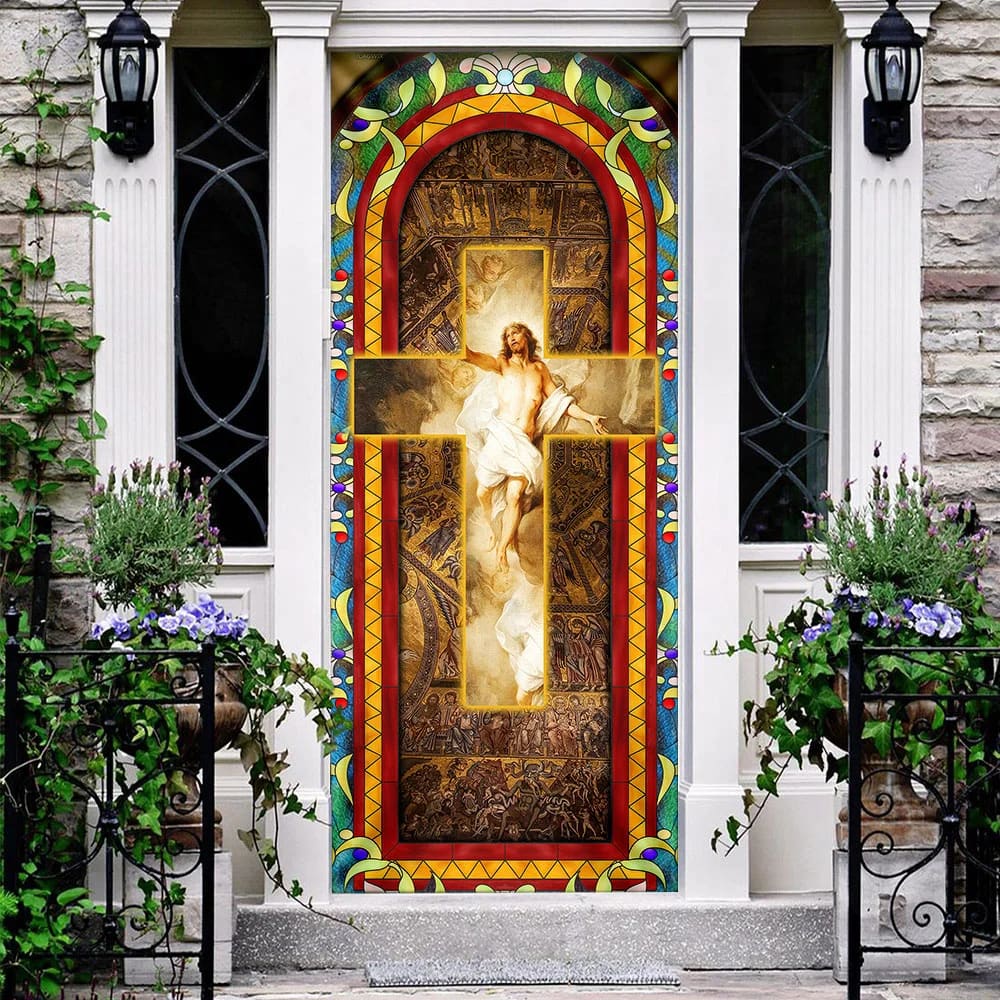 Our Savior Jesus Christ Cross Door Cover - Religious Door Decorations - Christian Home Decor
