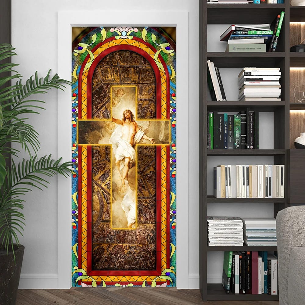 Our Savior Jesus Christ Cross Door Cover - Religious Door Decorations - Christian Home Decor