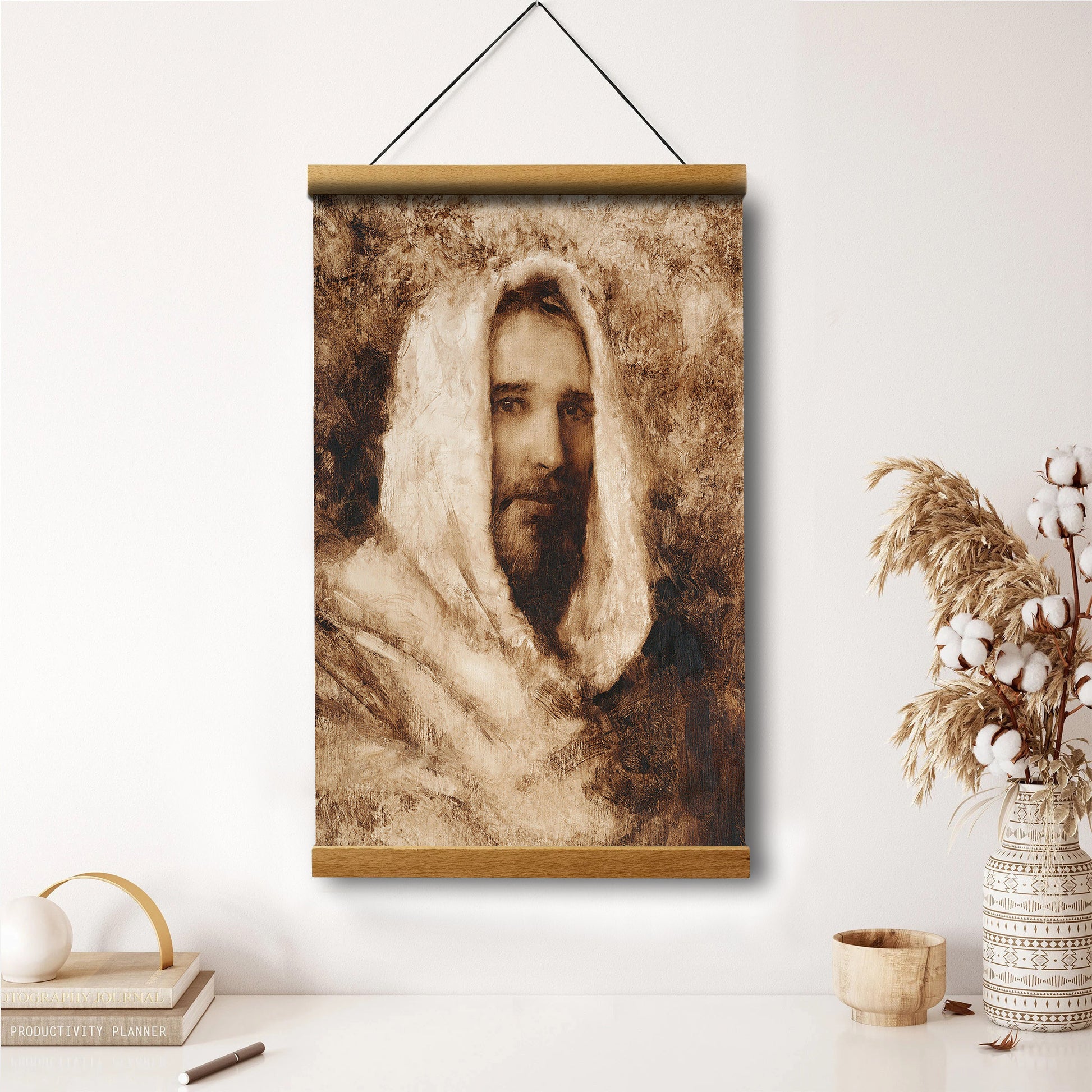 Our Shepherd Hanging Canvas Wall Art - Jesus Picture - Jesus Portrait Canvas - Religious Canvas