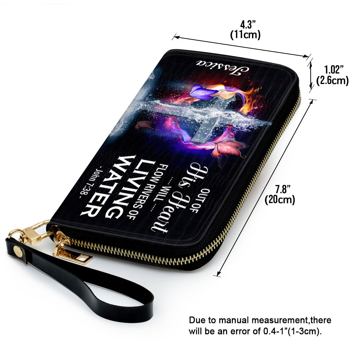 Out Of His Heart Will Flow Rivers Of Living Water Clutch Purse For Women - Personalized Name - Christian Gifts For Women