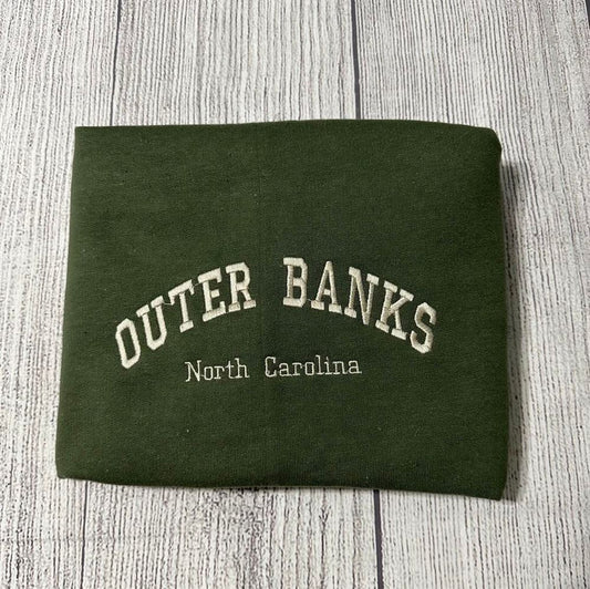 Outer Banks North Carolina Embroidered Sweatshirt, Women's Embroidered Sweatshirts
