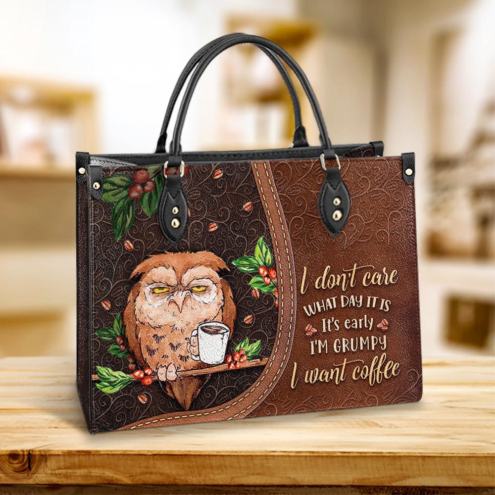 Owl I Dont Care What Day It Is Leather Bag - Gift For Owl Lovers - Women's Pu Leather Bag