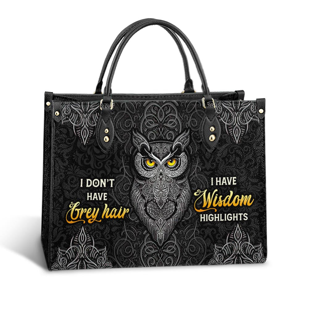Owl I Have Wisdom Highlights Leather Bag - Gift For Owl Lovers - Women's Pu Leather Bag