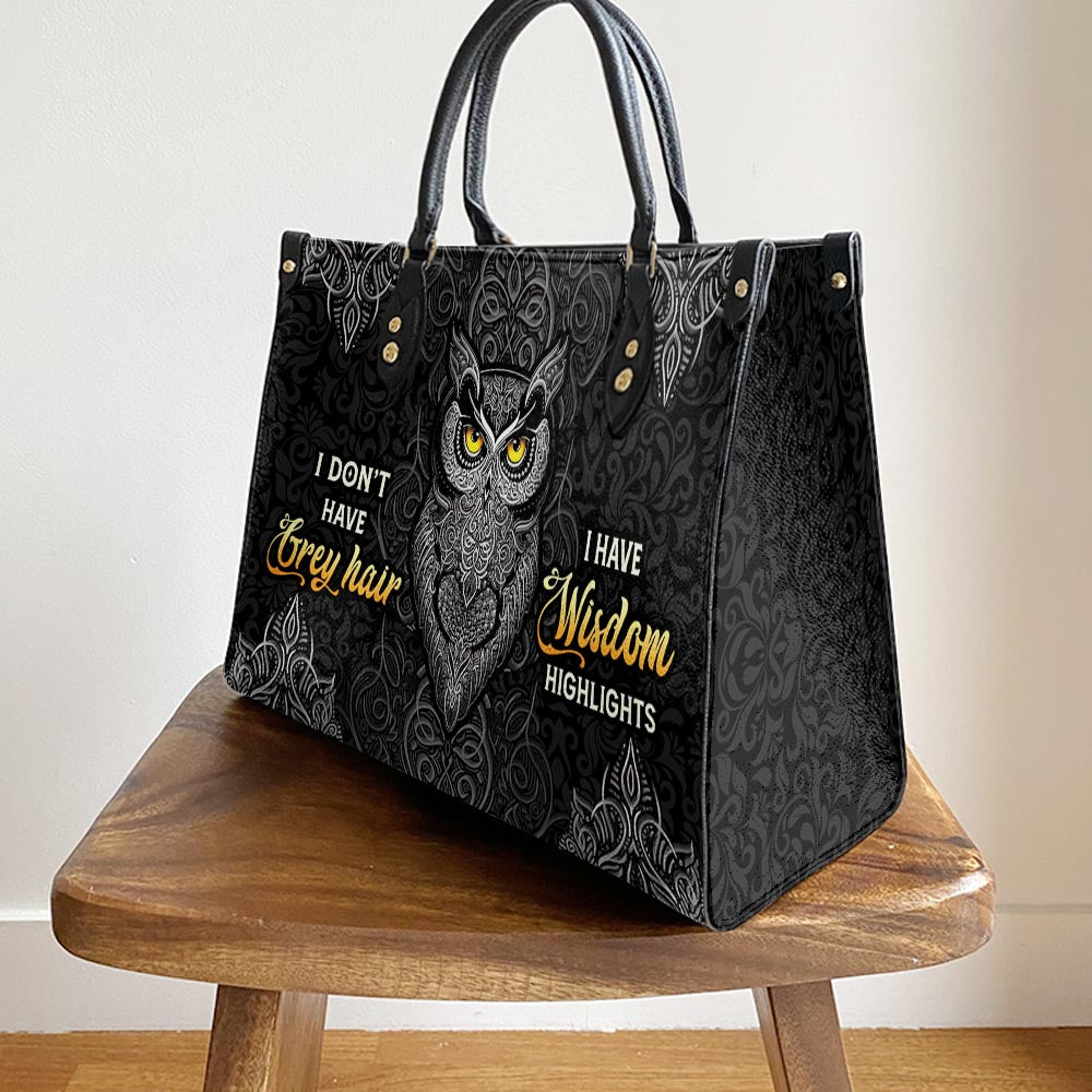 Owl I Have Wisdom Highlights Leather Bag - Gift For Owl Lovers - Women's Pu Leather Bag