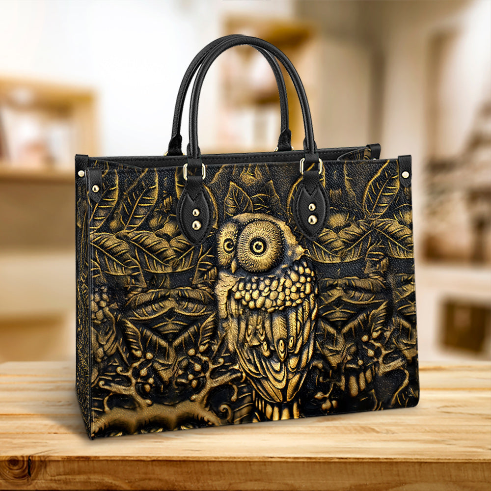 Owl Leather Carving Style Lovely Owl Leather Bag - Gift For Owl Lovers - Women's Pu Leather Bag