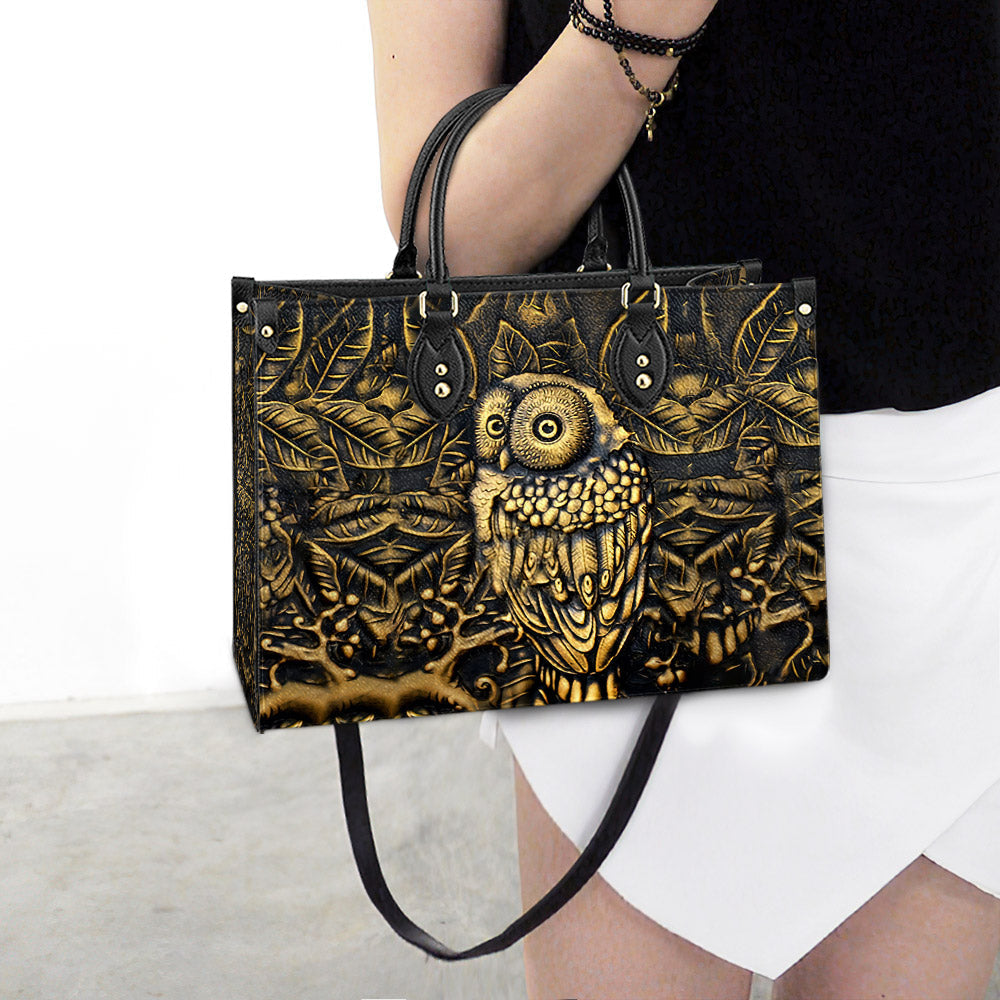 Owl Leather Carving Style Lovely Owl Leather Bag - Gift For Owl Lovers - Women's Pu Leather Bag
