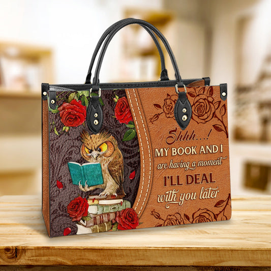 Owl My Book And I Are Having A Moment Leather Bag - Gift For Owl Lovers - Women's Pu Leather Bag