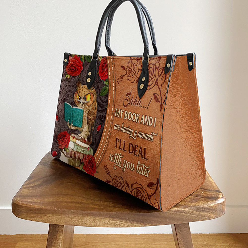 Owl My Book And I Are Having A Moment Leather Bag - Gift For Owl Lovers - Women's Pu Leather Bag