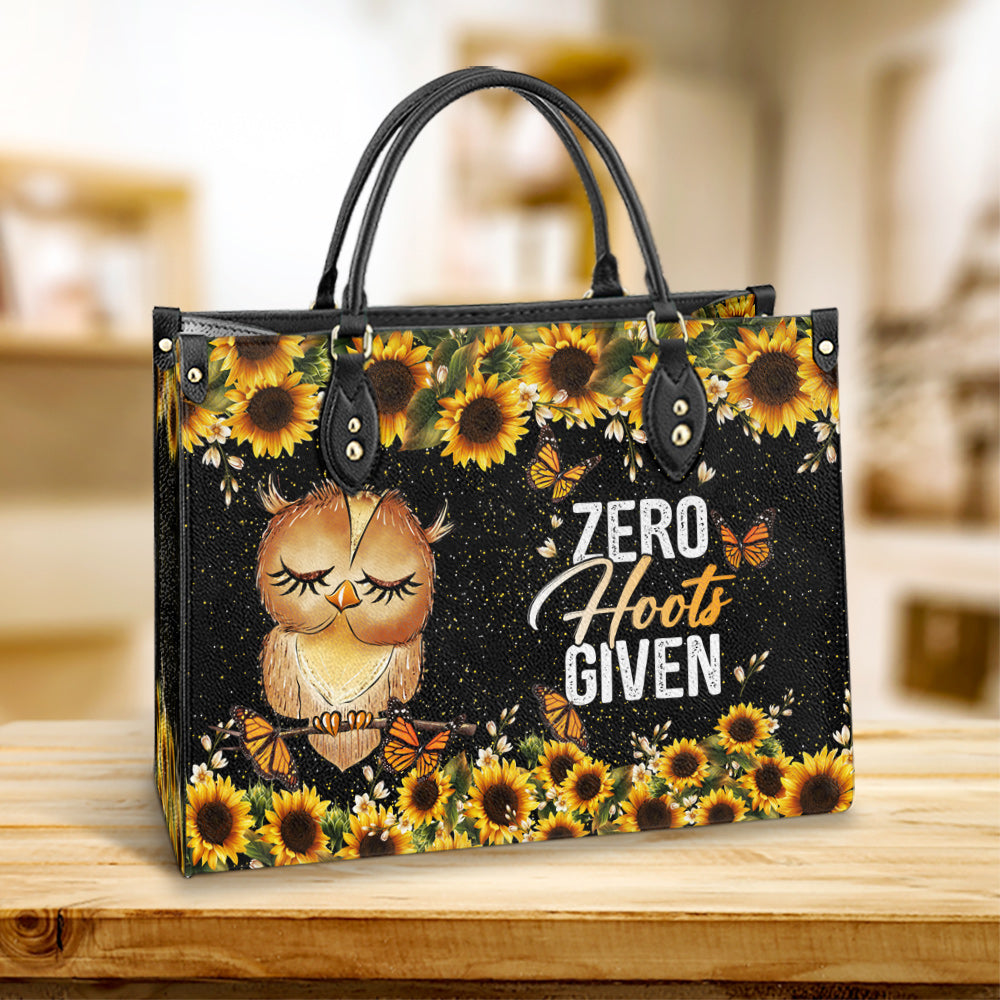 Owl Zero Hoots Given Leather Bag - Gift For Owl Lovers - Women's Pu Leather Bag