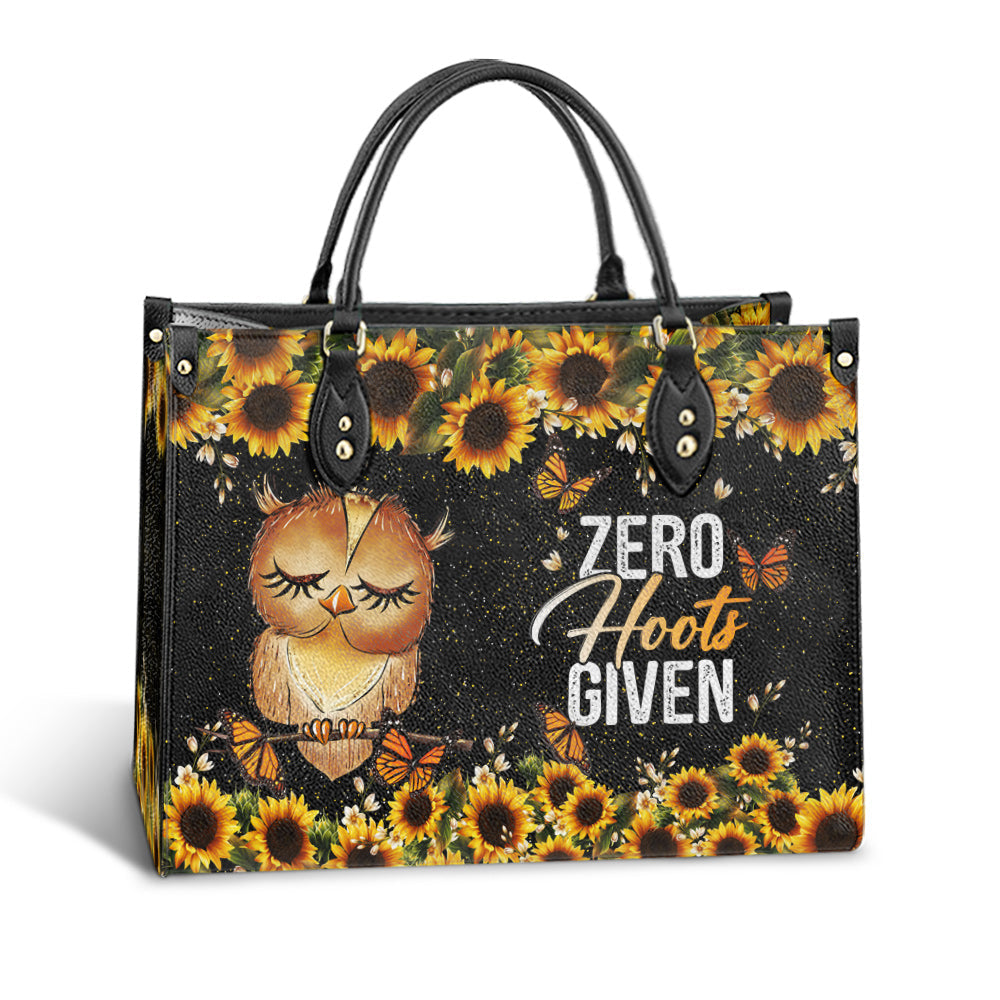 Owl Zero Hoots Given Leather Bag - Gift For Owl Lovers - Women's Pu Leather Bag