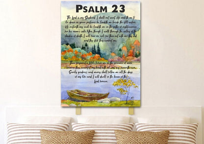 Painted Lake & Psalm 23 The Lord Is My Shepherd Canvas Wall Art
