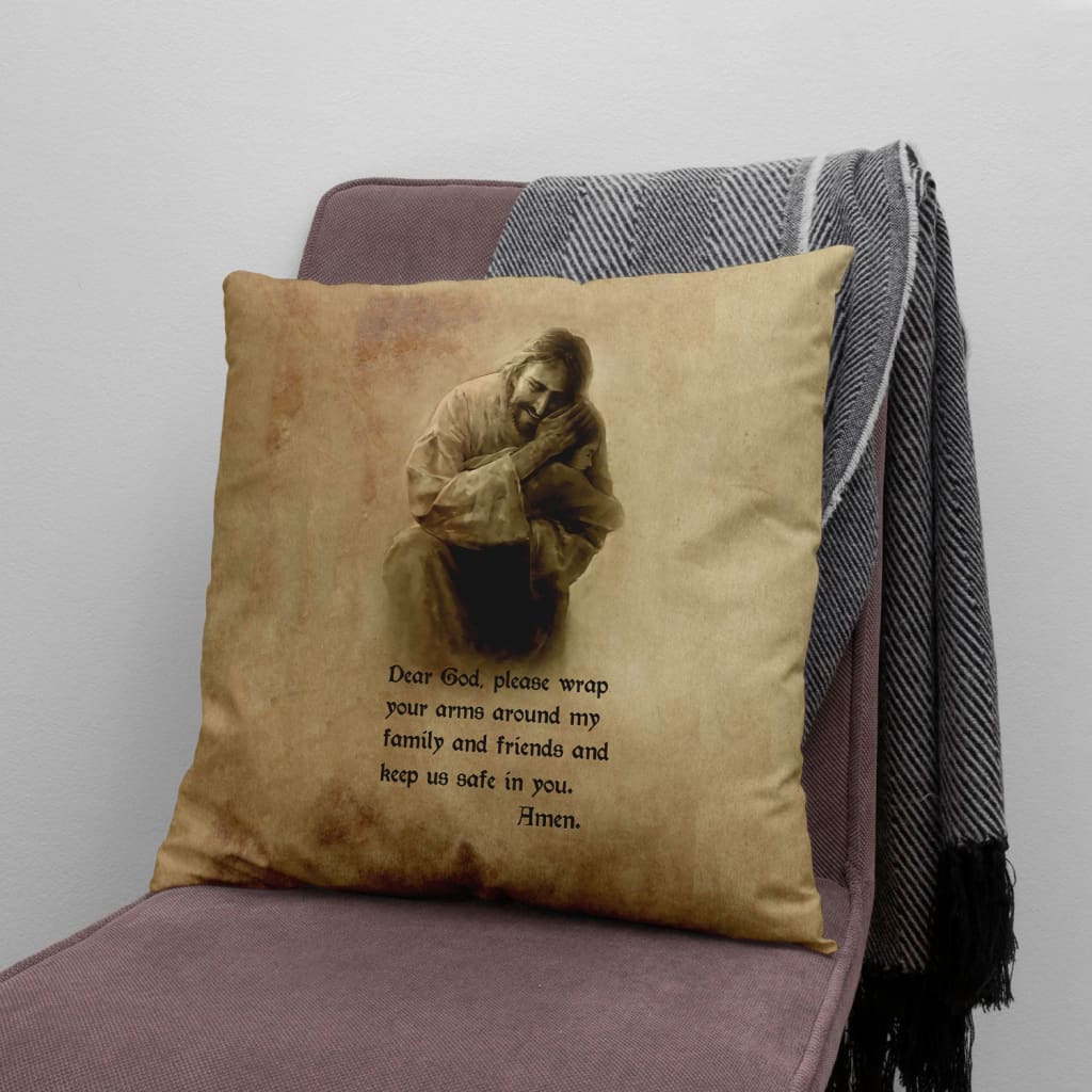 Painting Of Jesus And A Prayer Christian Pillow
