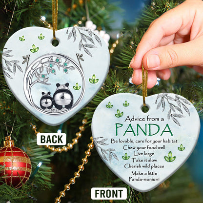 Panda Advice Heart Ornament - Christmas Ornament - Ciaocustom