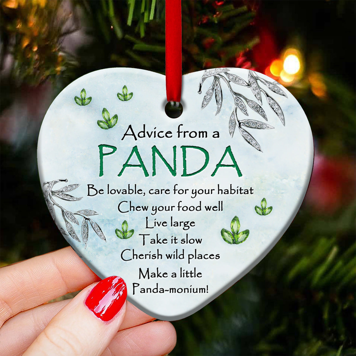 Panda Advice Heart Ornament - Christmas Ornament - Ciaocustom