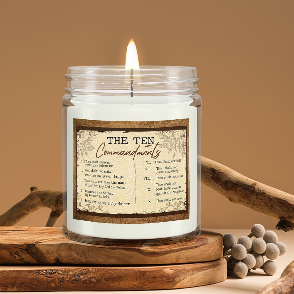 The Ten Commandments - Bible Verse Candles - Natural Candle - Soy Wax Candle 9oz - Ciaocustom