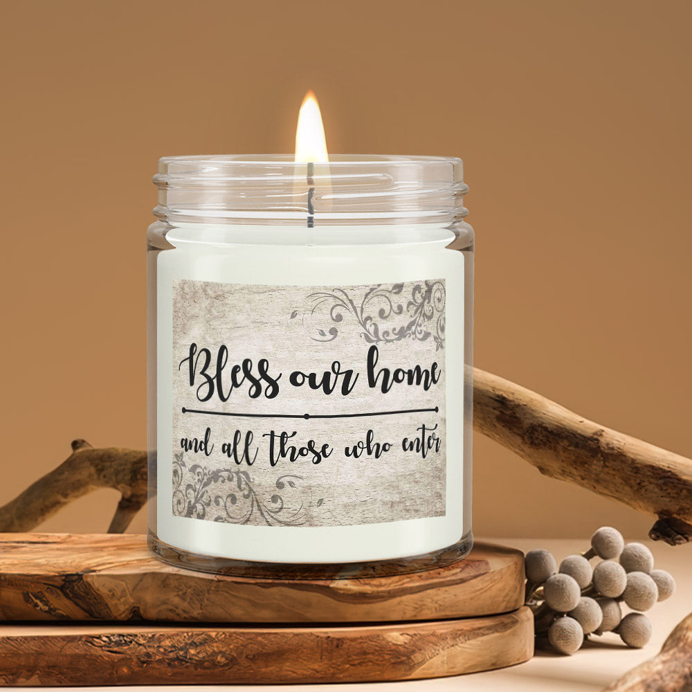 Bless Our Home And All Those Who Enter - Bible Verse Candles - Natural Candle - Soy Wax Candle 9oz - Ciaocustom