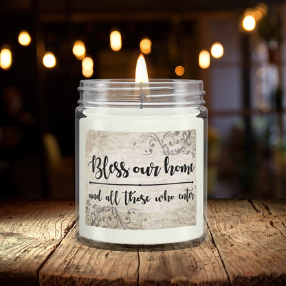 Bless Our Home And All Those Who Enter - Bible Verse Candles - Natural Candle - Soy Wax Candle 9oz - Ciaocustom