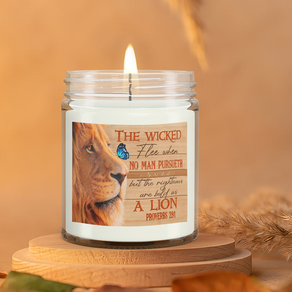 The Wicked Flee When No Man Pursueth - Lion - Scented Soy Candle - Natural Candle - Soy Wax Candle 9oz - Ciaocustom