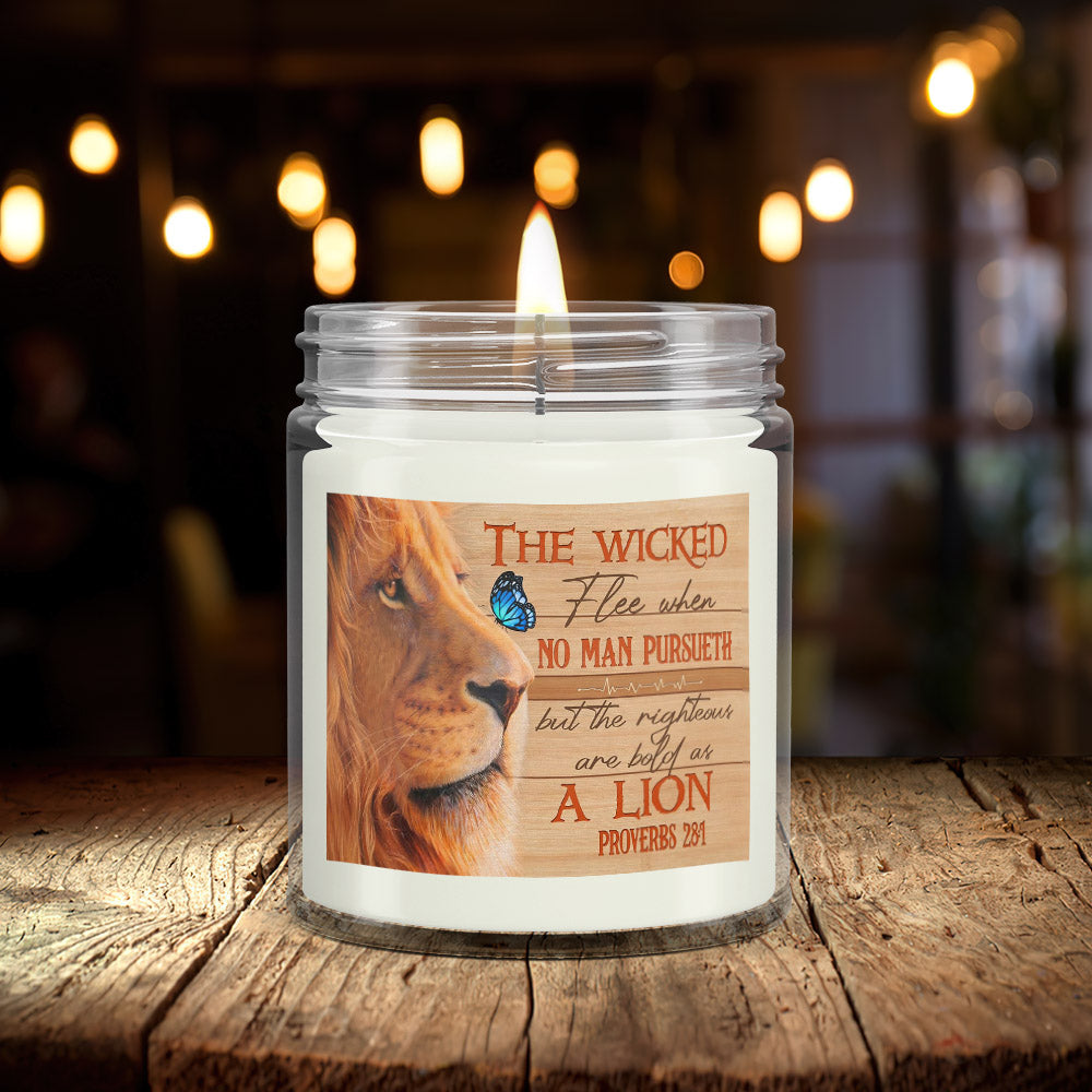 The Wicked Flee When No Man Pursueth - Lion - Bible Verse Candles - Natural Candle - Soy Wax Candle 9oz - Ciaocustom