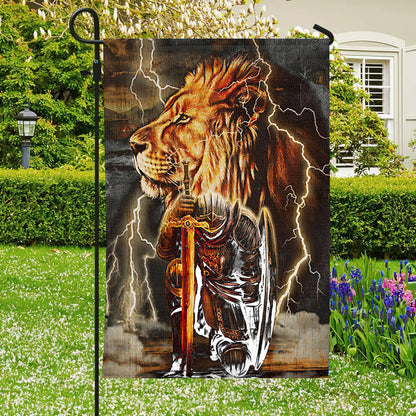 Warrior And Lion Flag - Christian's Flag - Garden Decor - Garden Flag Stand - Christian Gift - Ciaocustom