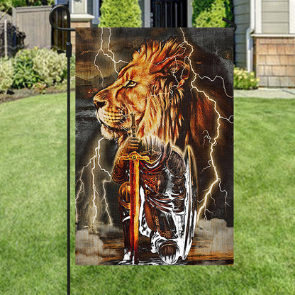 Warrior And Lion Flag - Christian's Flag - Garden Decor - Garden Flag Stand - Christian Gift - Ciaocustom