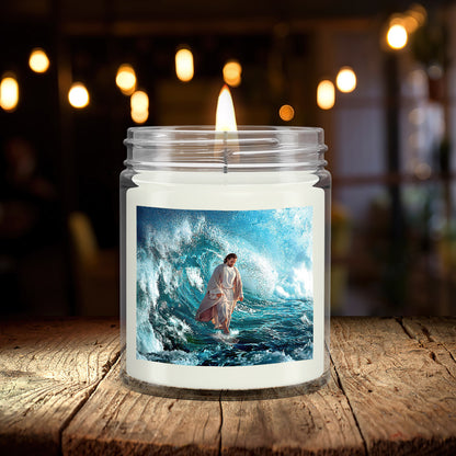 Jesus Walk On Water - Bible Verse Candles - Natural Candle - Soy Wax Candle 9oz - Ciaocustom